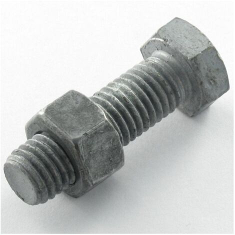 Boulon (vendu avec Ecrou) Tête hexagonale TH M16X30 Classe 8.8 SB Forte tenue à la corrosion Acier galvanisé à-50 pièces (1/2)