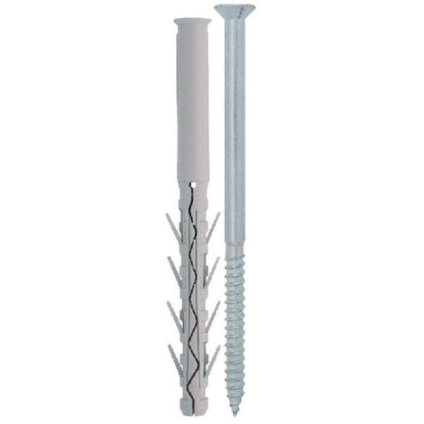 Cheville Longue Nylon 8X100 + Vis Tête fraisée TF TORX Acier zingué-200 pièces