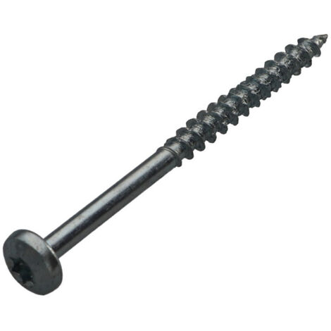 Vis bois TEKOR Tête ronde TR TORX T30 6X80 Filetage partiel Pointe antifendage type 17 Acier zingué (1/4)