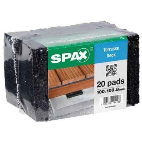 Lot de 20 Tampons de protection de lambourde Spax 100X100X8-10 pièces