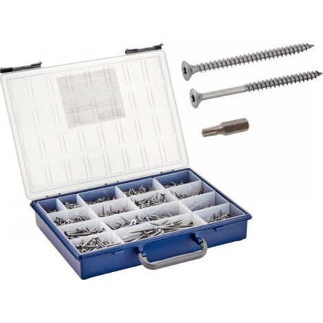 Coffret vis pour agglomere tête fraisée - Six lobes + embouts Inox A4 (1/2)