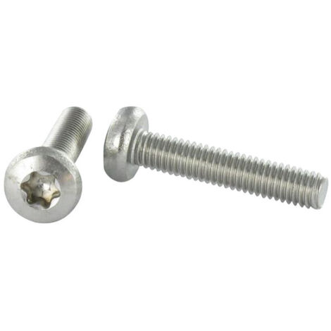 Vis métaux tête cylindrique bombée large Inox A2 M4X12 TORX T20-30 pièces