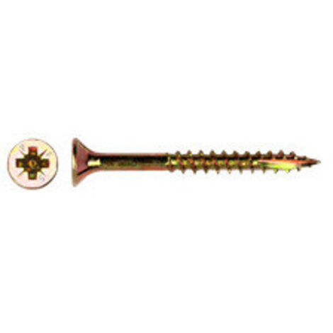 Vis bois TEKOR Tête fraisée Pozi N°3 6X140 Filetage partiel Pointe antifendage type 17 Bichromaté (1/3)