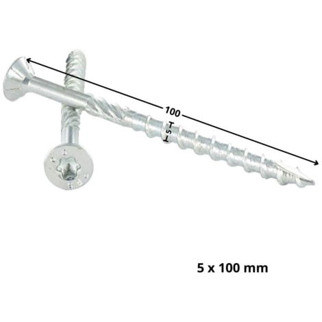 Vis charpente TEKOR Tête fraisée TF Cranté TORX T25 5X100 Filetée sur 60 Pointe antifendage cut type 17 Acier-200 pièces