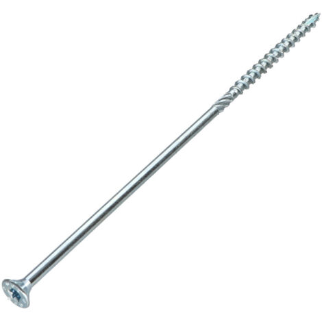 Vis charpente TEKOR Tête fraisée Cranté TORX T30 6X240 Filetée sur 100 Pointe antifendage type 17 Acier zingué
