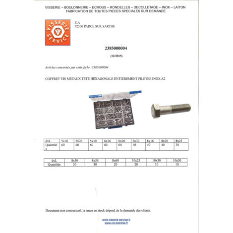 Vis à Tête Hexagonale inox A2 - filetage total