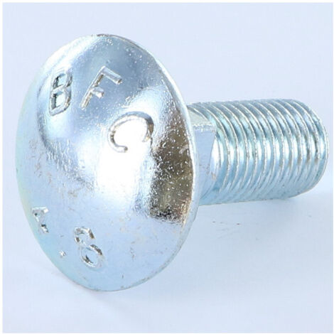 TRCC JAPY tête ronde collet carré M16X50 Filetée sur 50 Classe 8.8 Acier zingué Diamètre de tête: 30 Carré 16-5 pièces