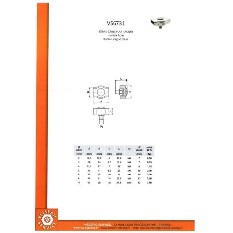 Serre cable plat double Inox A4 Diamètre 10 - Vis-expresss