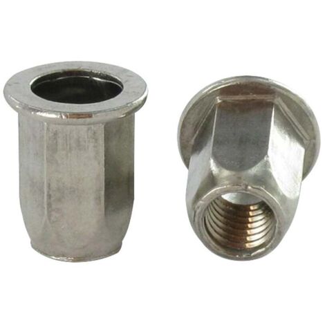Ecrou A sertir Inox Tête plate Hexagonal M8X18 INPTH 30-10 pièces