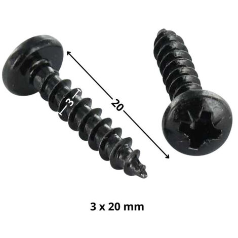 VBA Vis bois agglo Tête ronde TR Pozi N°1 3X20 Acier zingué noir