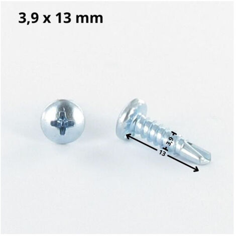 Vis autoperceuse Tête cylindrique bombée TCB Phillips 3.9X13 Filet tôle Acier zingué-1000 pièces