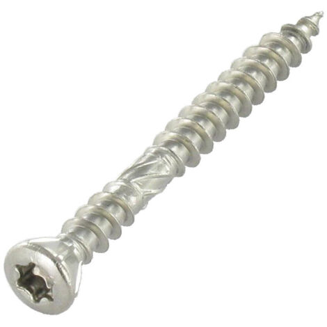 Vis terrasse TEKOR Double filet Tête fraisée TORX T25 5X80 Pointe antifendage type 17 Inox A2-100 pièces
