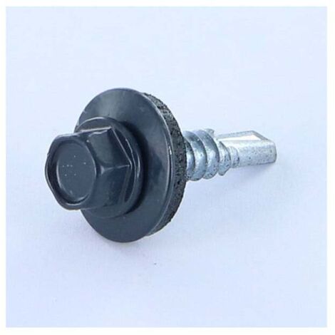 Vis autoperceuse Tête hexagonale TH 5.5X25 Rondelle d"étanchéite avec joint néoprene EPDM Acier zingué RAL5008-10 pièces