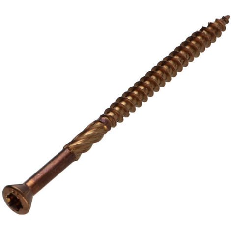 Vis terrasse TEKOR Tête fraisée Cranté TORX T25 Pointe antifendage type 17 5X80 Inox A2 Brun-10 pièces (1/5)