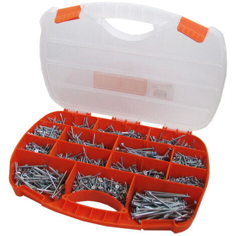Assortiment de 1700 Vis bois TEKOR Tête fraisée TORX Pointe antifendage type 17 Acier zingué Avec Embout-100 pièces (1/4)