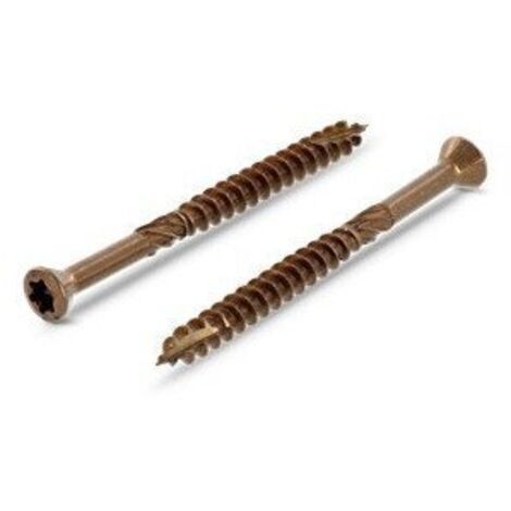 Vis terrasse TEKOR Tête fraisée Cranté TORX T25 Pointe antifendage type 17 5X80 Inox A2 Brun-200 pièces