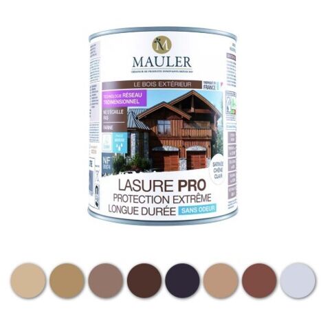 Lasure hydrofuge bois intérieur & extérieur - 10L Satiné Incolore - Ecolabel - Lasure professionnelle haute protection sans odeur Mauler
