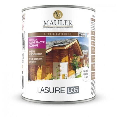 Lasure professionnelle pour bois extérieur - 1L Satiné Incolore - Protection UV et intempéries - Lasure B35 Mauler