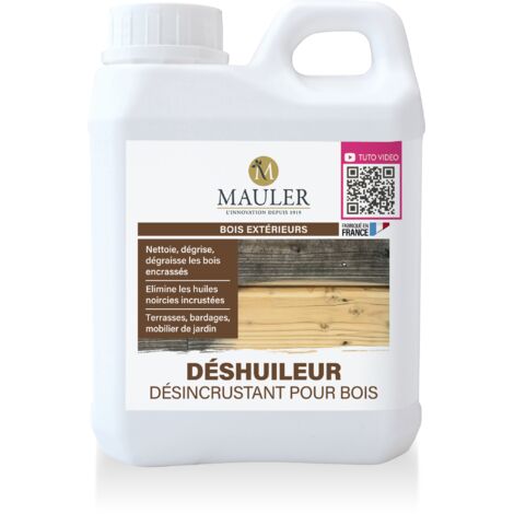 Désincrustant huiles de teck, lin, noircies & cuites - 1L - Phase aqueuse - Déshuileur pour bois Mauler