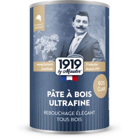 Pâte à bois parquet & tous bois - 350g Bois Clair - PV contact alimentaire - Pâte à bois ultrafine 1919 by Mauler