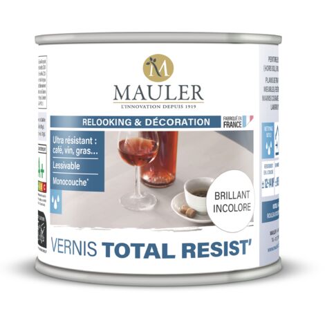 Vernis protection taches alimentaires et domestiques - 0,5L Brillant Incolore - PV Contact Alimentaire - Vernis Total Resist' Mauler