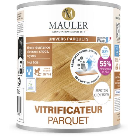 Vitrificateur parquet escalier & meuble - 5L Aspect Cire Chêne Moyen - Ecolabel - Vitrificateur parquet Mauler