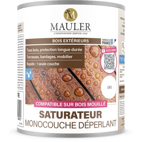 Saturateur monocouche bois et terrasse - 5L Mat Gris - Protection UV et intempéries - Saturateur monocouche déperlant Mauler