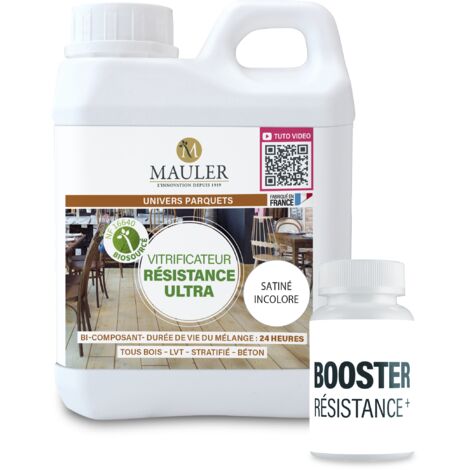 Vitrificateur résistance maximale parquet & escalier - 10L Satiné Incolore - Norme NF 16640 - Vitrificateur bi composant Résistance Ultra Mauler