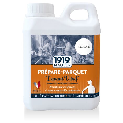 Fond dur parquet Aqua incolore 1L Ecolabel - Bouche pores 1919 BY MAULER Avant vitrif