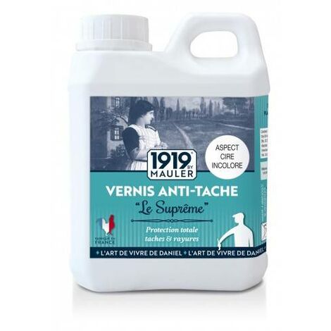 Vernis anti-tâche satiné incolore pour bois et surfaces – Ultra-résistant aux chocs et taches – Formule sans odeur – Fabrication écoresponsable – 1919 By Mauler - 0L125