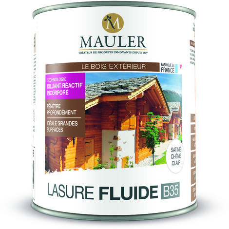 MAULER - Lasure bois Chêne Clair satiné 2,5L - glycéro ne pèle pas, ne s'écaille pas - résines alkydes à l'huile : très haute durabilité & sans coulure - qualité PRO B35