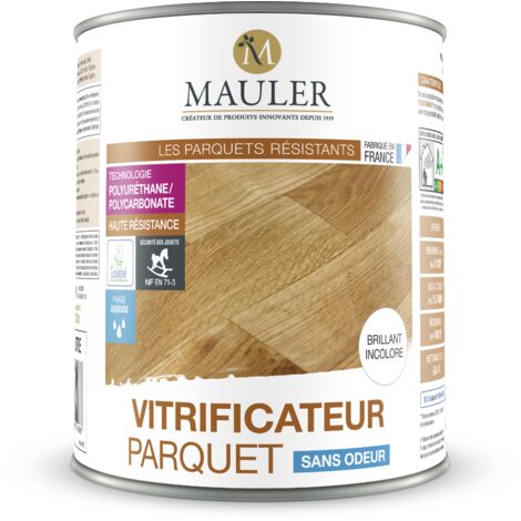 MAULER - Vitrificateur parquet & escalier incolore Aspect Brillant 5L - protection taches, rayures, usure longue durée, écolabel et dépolluant l'air