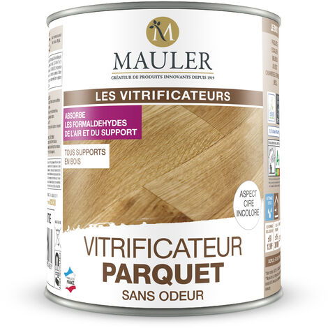 MAULER - Vitrificateur parquet & escalier incolore satiné aspect cire 15L - protection taches, rayures, usure longue durée, écolabel et dépolluant l'air