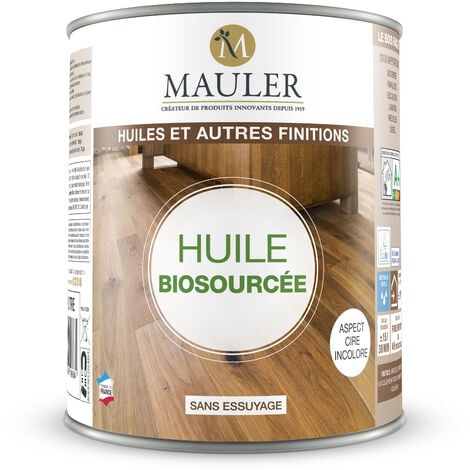 MAULER - Huile Biosourcée - 1L - Aspect Cire Incolore - Sans Odeur - Huile De Finition Offre Un Aspect Naturel