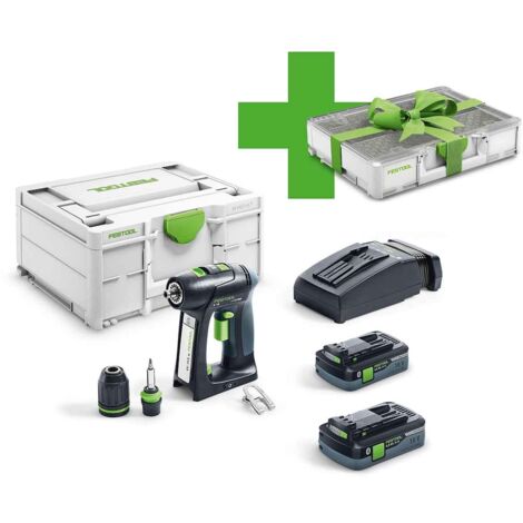 Festool – Perceuse-visseuse sans fil 18V avec 2 batteries 4,0Ah – Moteur EC-TEC sans balais – Couple 50Nm pour perçage bois et métal – 577427 (1/5)