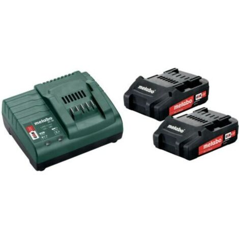 Batterie Li-Ion 18V 2.0Ah pour outils Metabo – Lot de 2 batteries avec chargeur SC 30 – Performance optimale et recharge rapide (1/7)