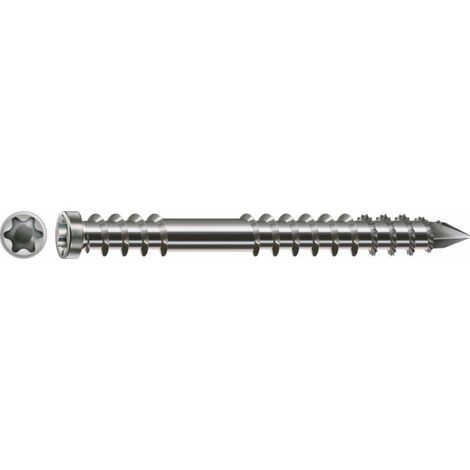 SPAX Vis pour terrasse, 6 x 80 mm, 100 pièces, filetage de fixation, tête cylindrique, T-STAR plus T25 - 0538000600803