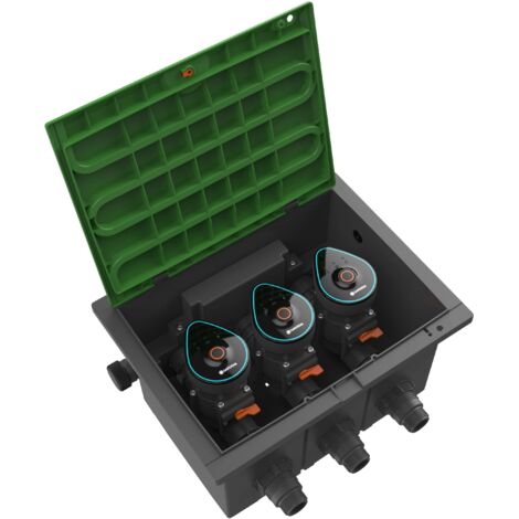 GARDENA Kit regard pré-montable V3 + électrovannes programmables 9 V Bluetooth®. Avec 1 lance de nettoyage et un raccord. (1286-20)