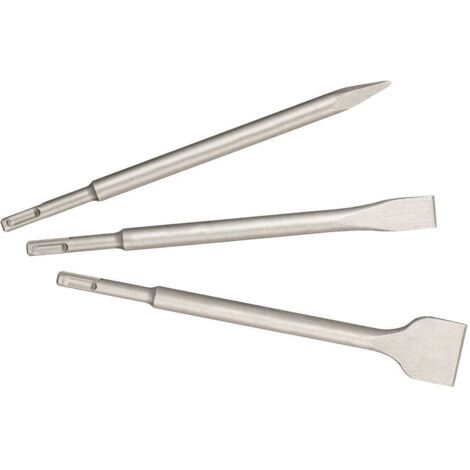 Metabo – Jeu de 3 burins SDS-plus – Burin pointu, burin plat, ébauchoir – Pour béton armé et maçonnerie – Outils professionnels - 628412000