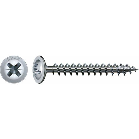 SPAX Vis universelle, 4,5 x 20 mm, 3000 unités, Tête centrante, Tête ronde large plate, Cruciforme Z2, 4CUT, WIROX - 0281010450202 (1/7)
