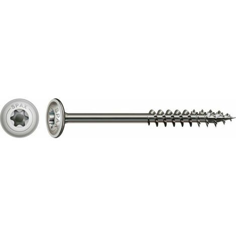 Spax – Vis à bois tête plate inox A2 6 x 140 mm – Filetage partiel T-STAR Plus – Lot de 100 unités – Pour assemblages extérieurs en bois (1/9)
