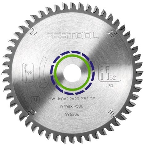 Festool – Lame de scie circulaire 160mm pour aluminium et plastiques renforcés – Alésage 20mm – 20 dents – Coupe nette sans éclat