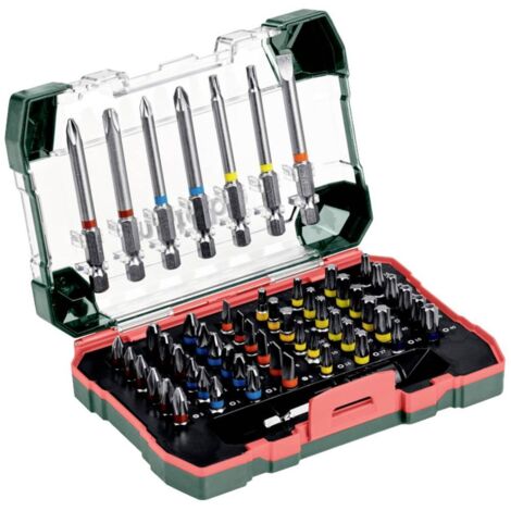 Metabo – Coffret d'embouts pour visseuse 56 pièces 62670200 – Acier chrome-vanadium – Longueur 25/75mm – Emmanchement 1/4' (6.3mm) - 626702000