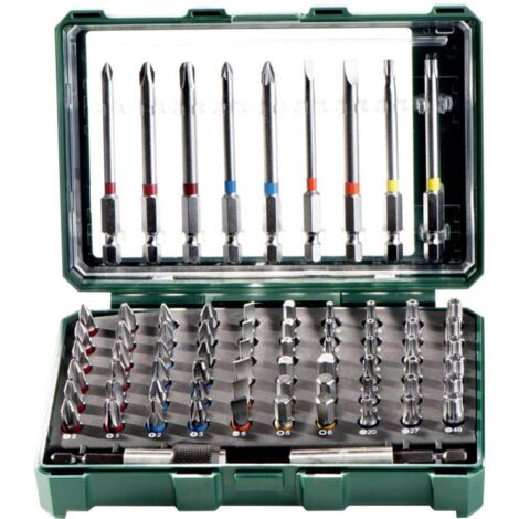 Metabo – Coffret de 71 embouts pour visseuse – Acier au chrome-vanadium S2 – Codage couleur pour identification rapide – 626704000