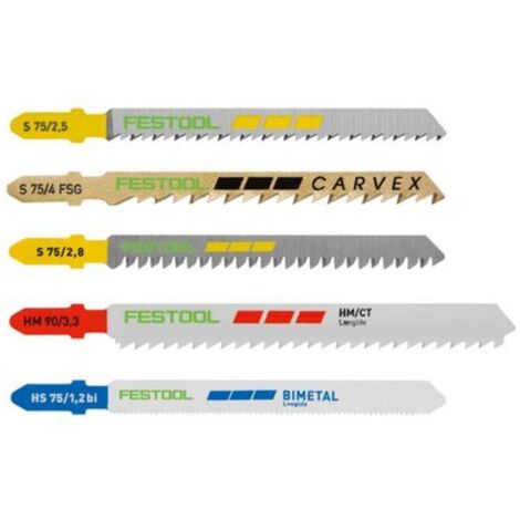 Festool – Jeu de lames de scie sauteuse 5 pièces – Bois, métal, plastique – Longueur 75mm – Coupe précise et nette