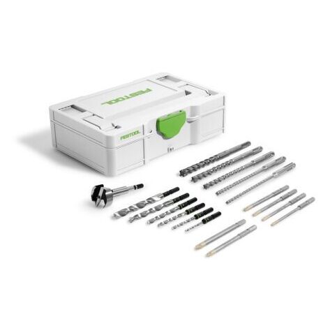 Festool – Set d'embouts et forets SDS-Plus 18 pièces – Pour béton, bois et maçonnerie – Coffret Mini-Systainer³ S – Compatible avec mandrin CENTROTEC - 76-BB-Set