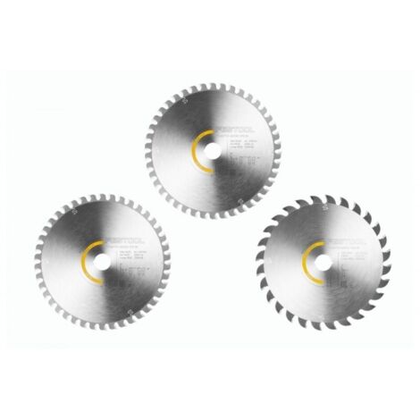 Festool – Lot de 3 lames de scie circulaire 168mm – Alésage 20mm – Pour bois massif et MDF – Wood Fine Cut et Wood Universal