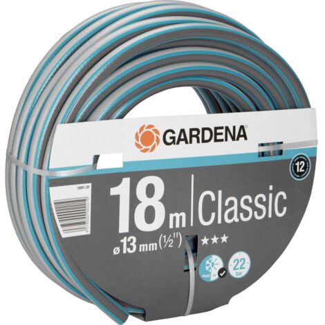 Gardena – Tuyau d'arrosage 1/2 pouce 18 m – Diamètre intérieur 13 mm – Résistant aux UV et à la pression jusqu'à 22 bar – PVC gris, bleu