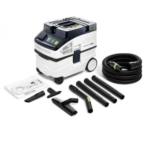 Festool – Aspirateur professionnel CT 15 E-Set 1200 W – Dépression max. 24000 Pa – Cuve 15 l pour poussières et liquides – Accessoires inclus - CT 15 E