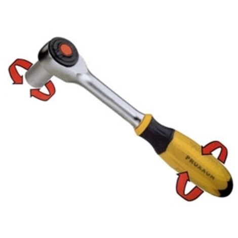 Proxxon – Clé à cliquet rotative 1/2 – 52 dents avec fonction de commutation – Acier au chrome-vanadium – Poignée pivotante en TPR
